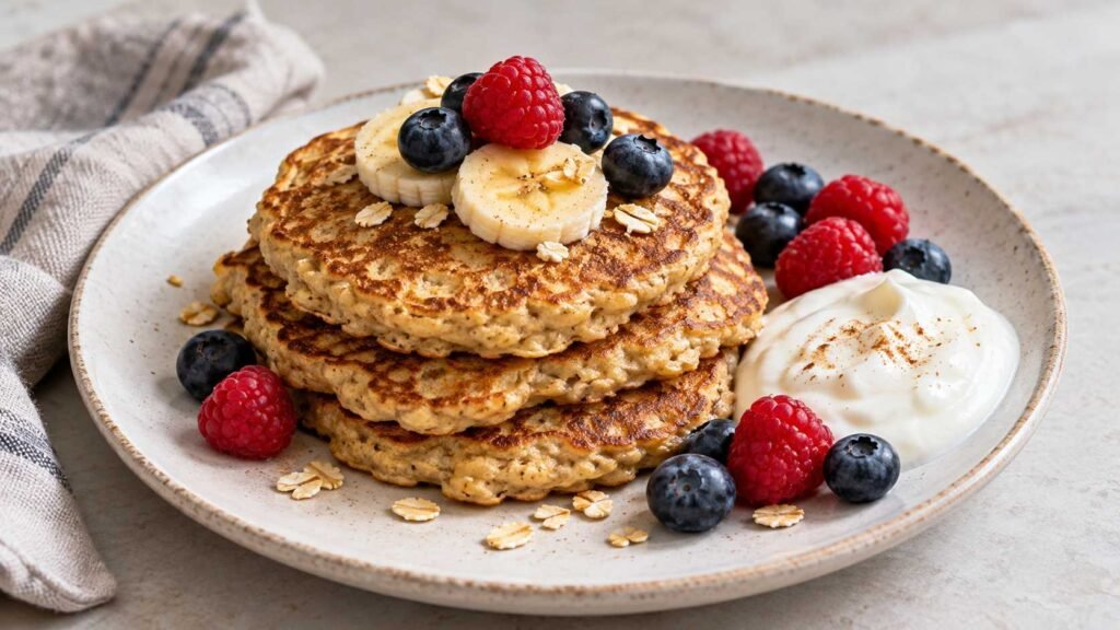 Oat Pancake Recipe with Banana and Yogurt
