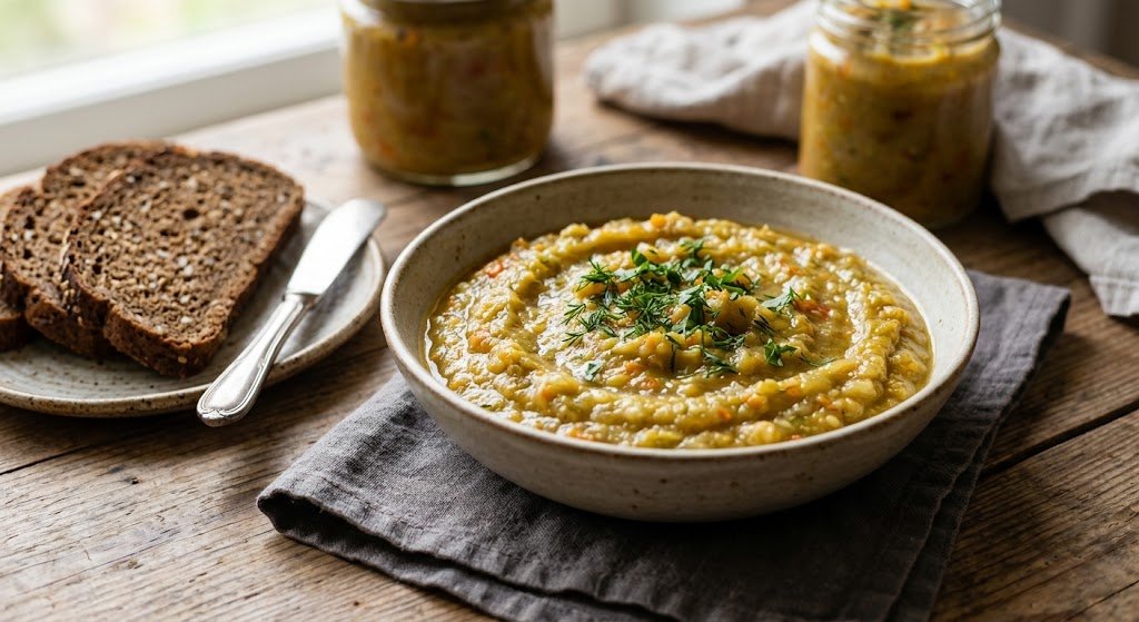 Silky zucchini tomato relish with garlic