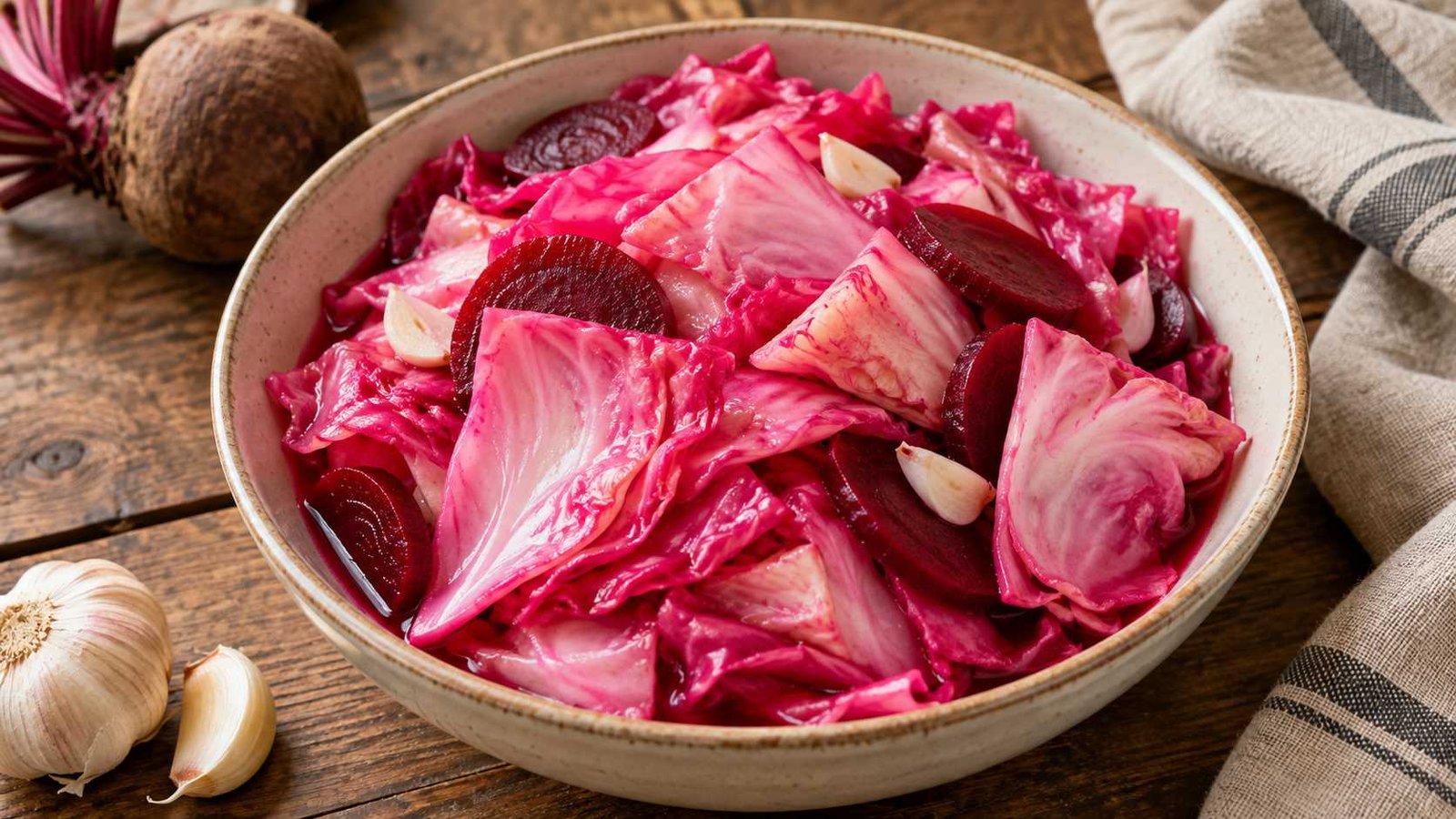 Refrigerator Pickled Cabbage Petals with Beet