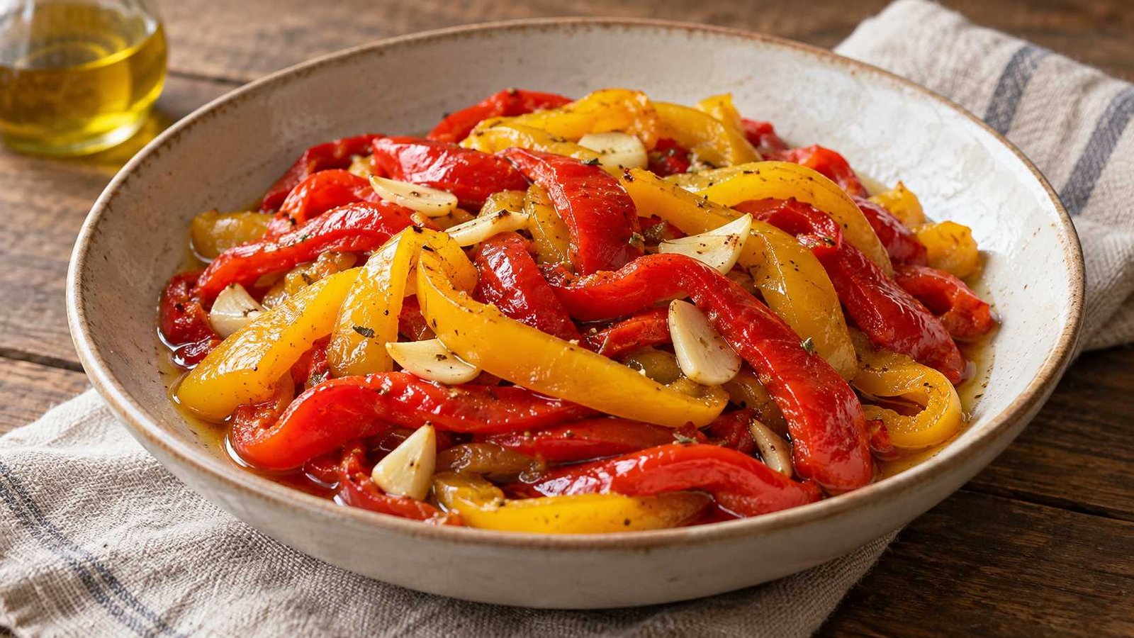 Refrigerator Pickled Sweet Peppers with Garlic