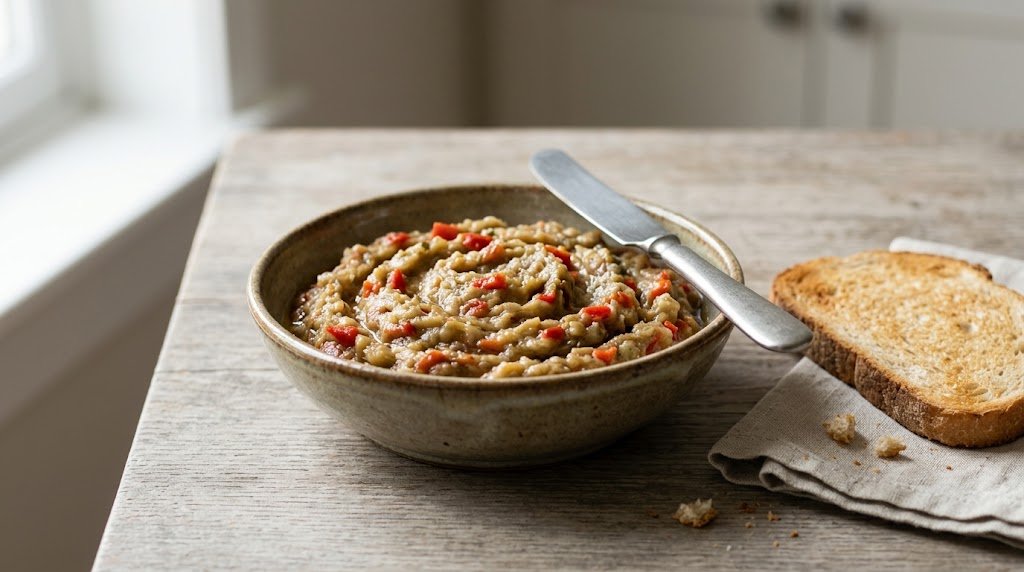 Eggplant Spread with Roasted Peppers and Tomato