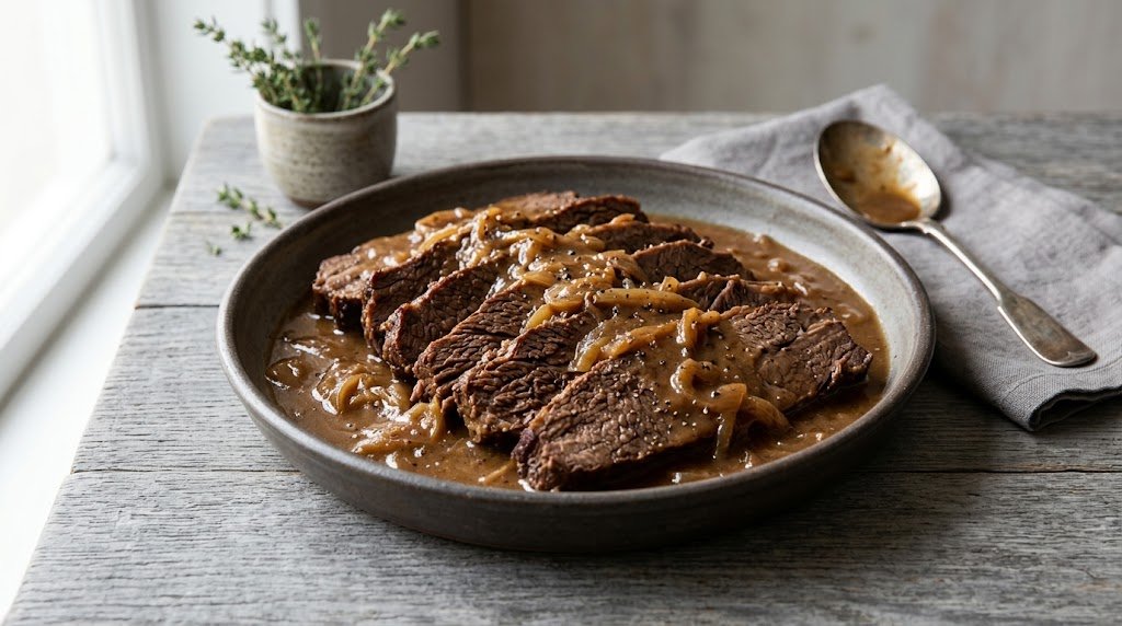 Slow Cooker Beef Brisket with Onion Gravy 1 Slow Cooker Beef Brisket with Onion Gravy