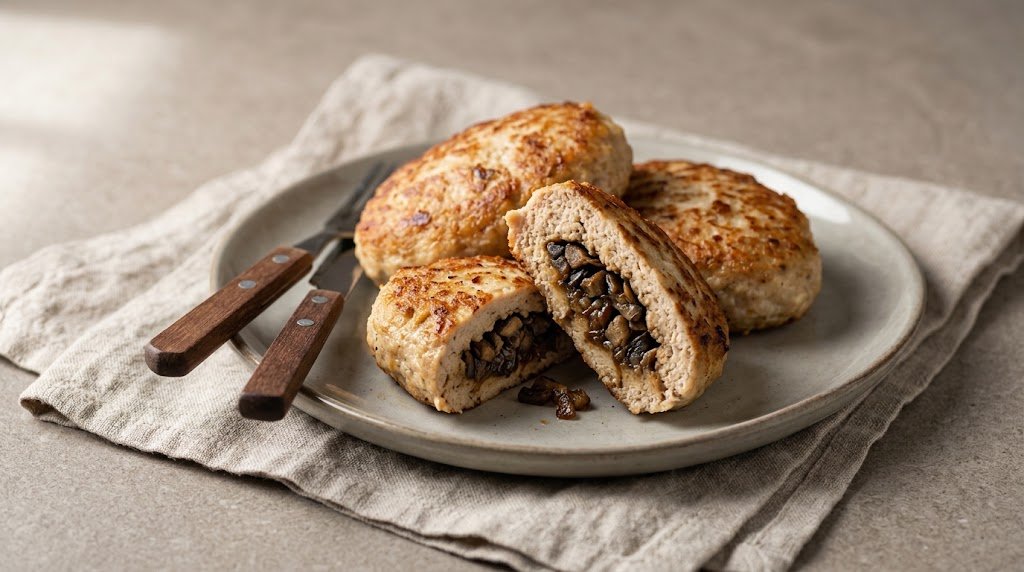 Turkey Kotlety with a Mushroom Filling