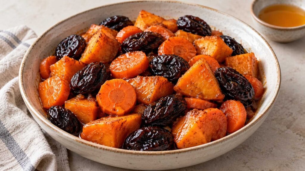 Tzimmes Recipe with Carrots, Sweet Potatoes and Prunes