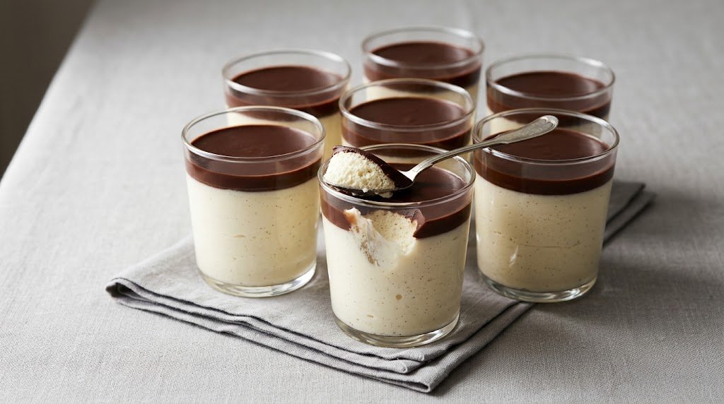 Vanilla Mousse with a Dark Chocolate Topping