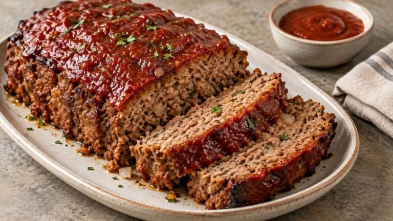 Homestyle Beef Meatloaf Recipe with Tomato Topping 4 httpsfeastdelights.commeatloaf recipe