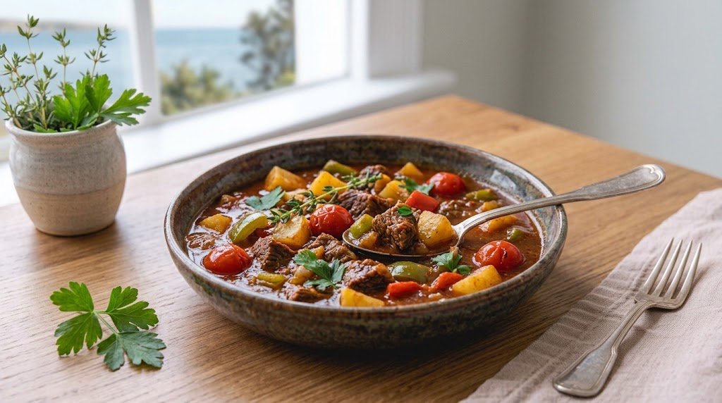Finished Hungarian Goulash, presented as the featured image for the recipe.