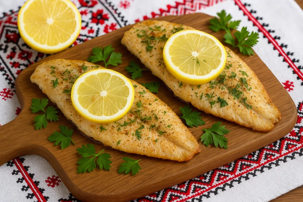 Baked Pangasius with Garlic and Lemon