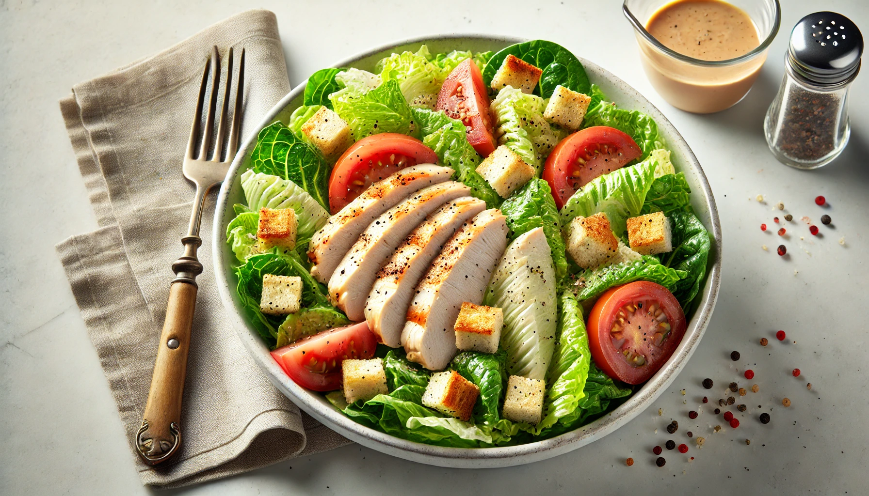 Chicken Caesar Salad with Homemade Creamy Dressing