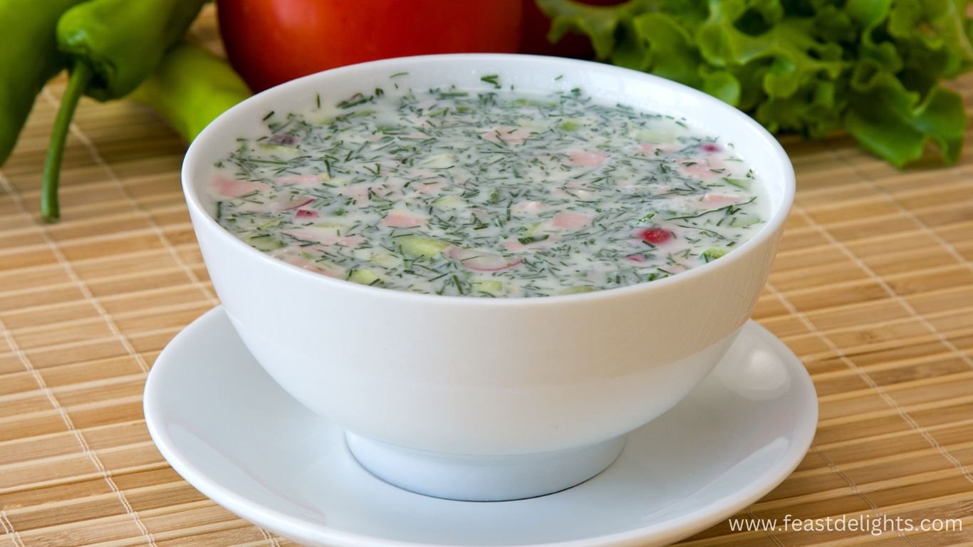Mineral Water Okroshka with Sour Cream and Herbs