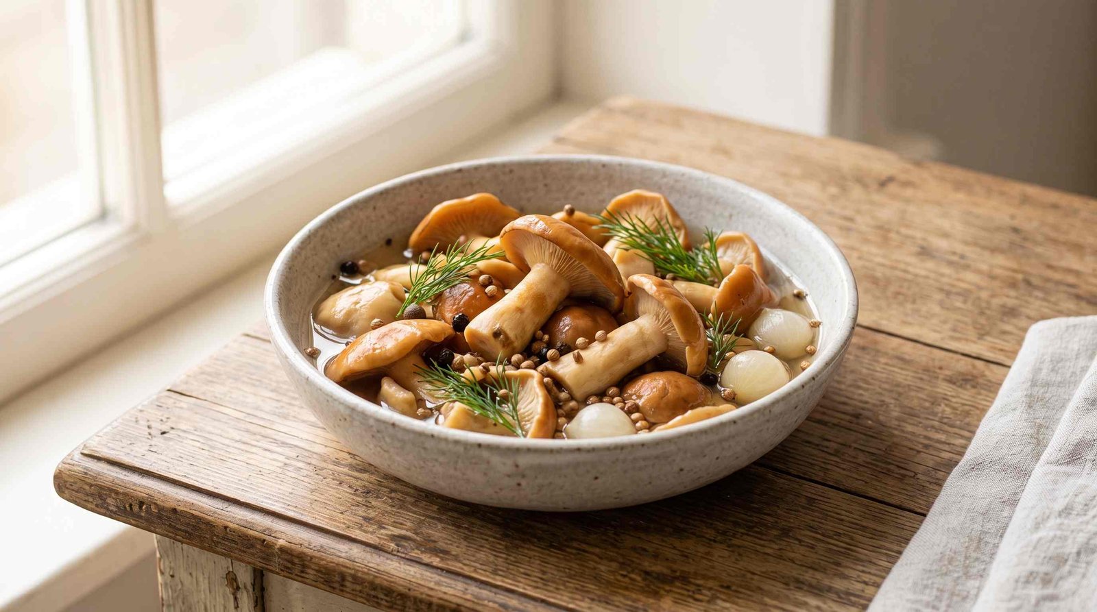 Refrigerator-Pickled Butter Mushrooms