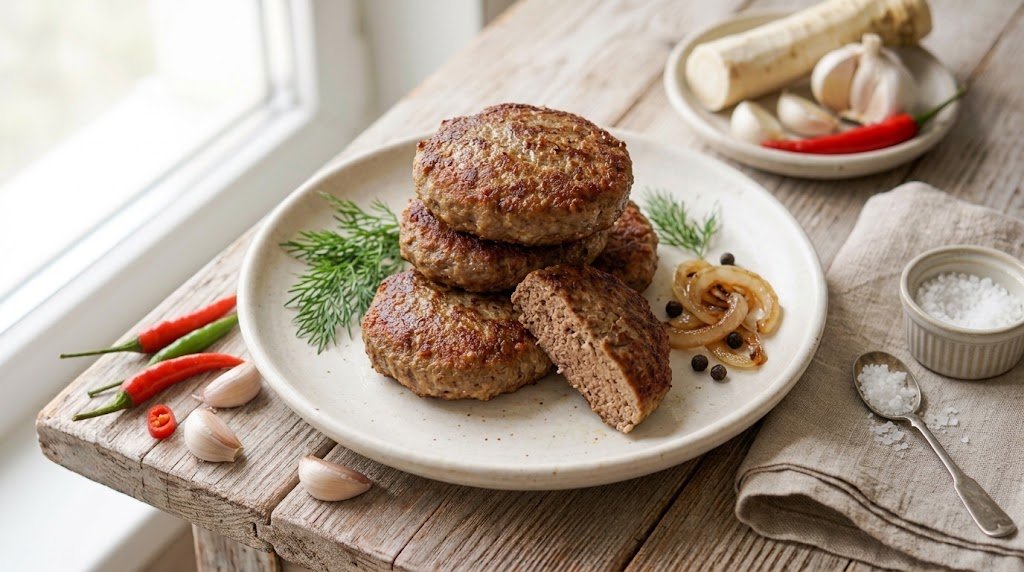Freshly prepared homemade Liver Cutlets served on a rustic plate ready to enjoy.