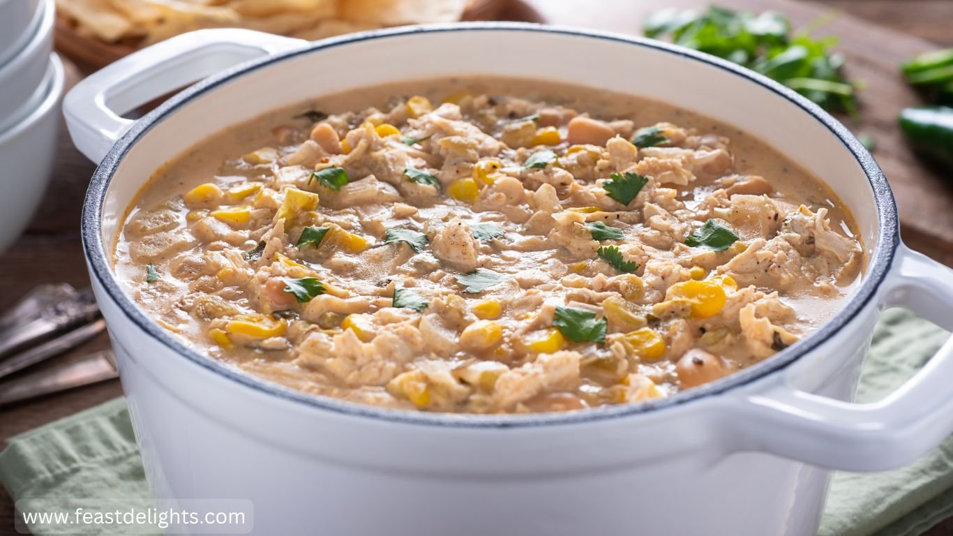 White Chicken Chili with Beans, Corn and Lime