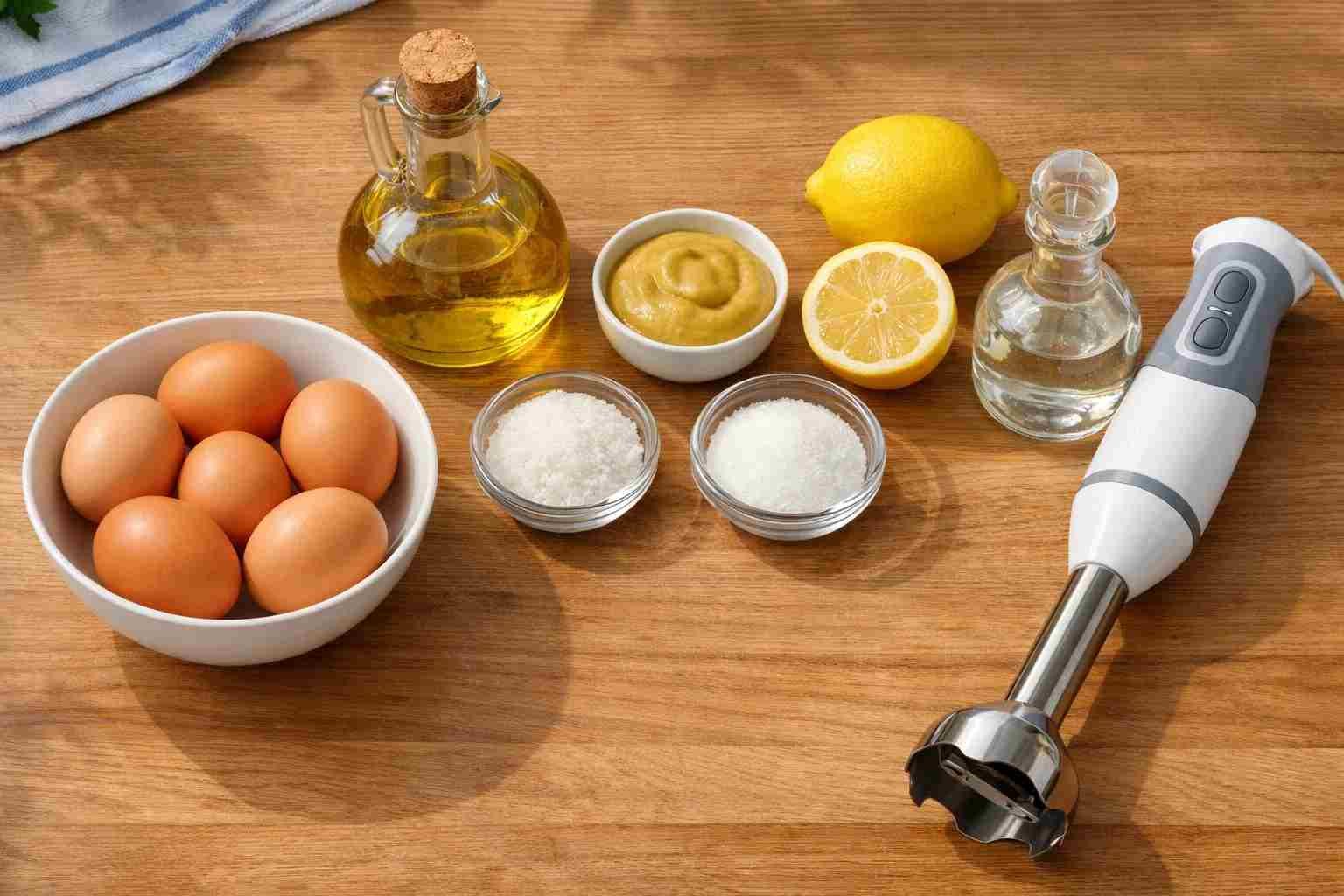 ингредиенты для домашнего майонеза яйцо масло горчица лимон