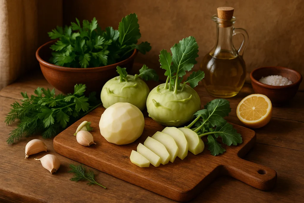 Kohlrabi, Apple and Walnut Salad