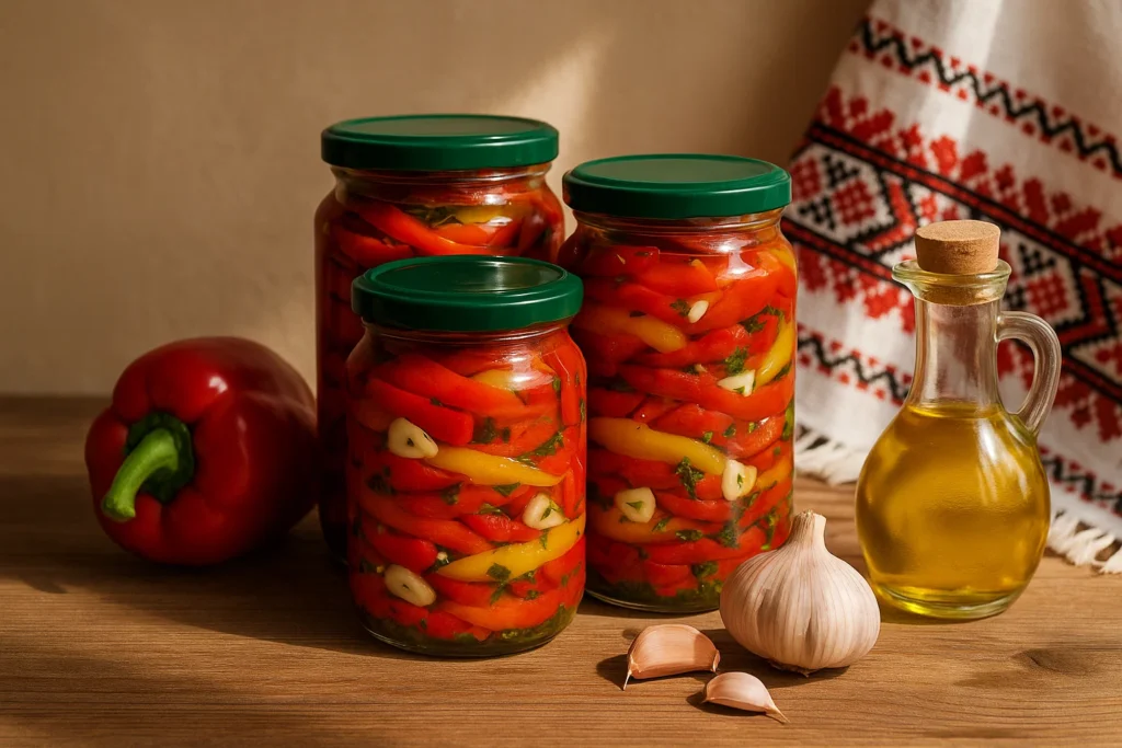 Refrigerated Fried Peppers with Garlic