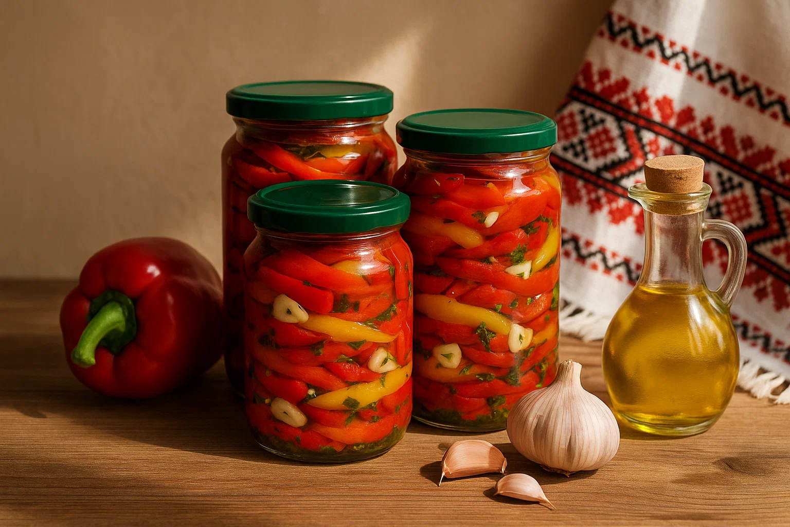 Refrigerated Fried Peppers with Garlic